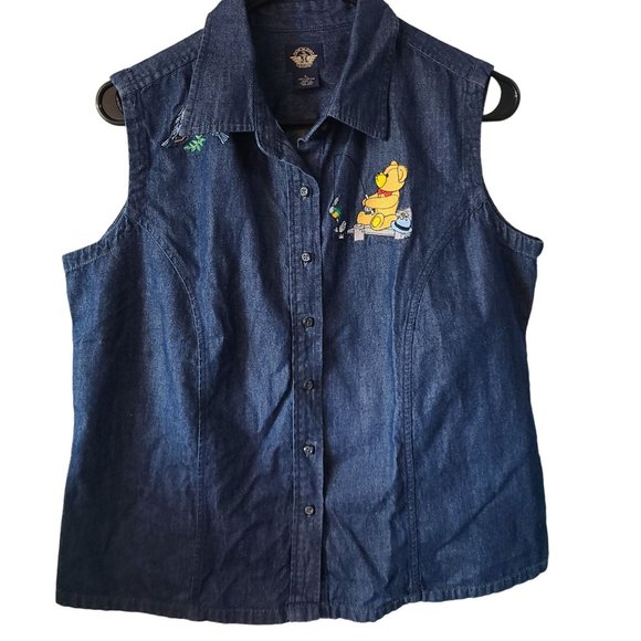 VTG Dockers Denim 100% Cotton Embroidered Vest Women's Size L - Picture 1 of 9